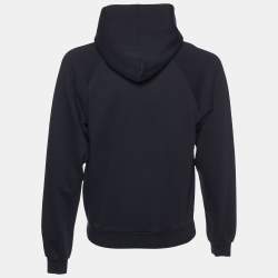 Pre Owned Balenciaga Black Logo Printed Cotton Knit Hoodie S