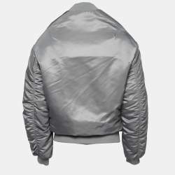 Pre Owned Balenciaga Grey Synthetic Bomber Jacket XS