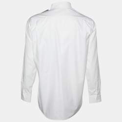 Pre Owned Balenciaga White Cotton Logo Detail Oversized Shirt L