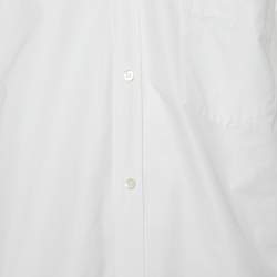 Pre Owned Balenciaga White Cotton Logo Detail Oversized Shirt L