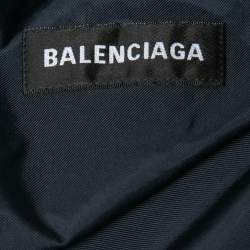 Pre Owned Balenciaga Navy Blue/Black Synthetic Zip-Up Windbreaker Jacket XS