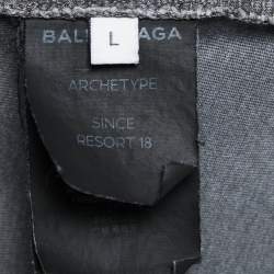 Pre Owned Balenciaga Anthracite Grey Logo Print Cotton Oversized T-Shirt L
