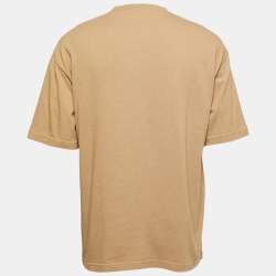 Pre Owned Balenciaga Camel Beige Logo Print Cotton Oversized T-Shirt S