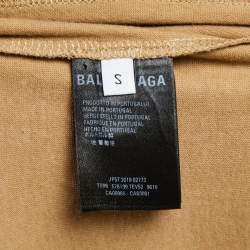 Pre Owned Balenciaga Camel Beige Logo Print Cotton Oversized T-Shirt S