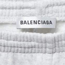 Pre Owned Balenciaga Grey Jersey Cotton Logo Print Sweatpants XS