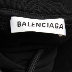 مملوكة مسبقًا Balenciaga Black Logo Printed Cotton Knit Hoodie XS