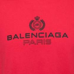 Pre Owned Balenciaga Red Logo Print Cotton T-Shirt S