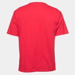 Pre Owned Balenciaga Red Logo Print Cotton T-Shirt S