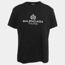 Pre Owned Balenciaga Black Logo Print T-Shirt M
