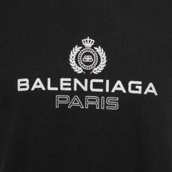 Pre Owned Balenciaga Black Logo Print T-Shirt M