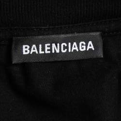 Pre Owned Balenciaga Black Logo Print T-Shirt M