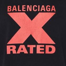 Pre Owned Balenciaga Black X Rated Printed Cotton Knit Oversized T-Shirt S