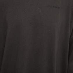 Pre Owned Balenciaga Charcoal Grey Logo Embroidered Cotton Knit Oversized T-Shirt XS