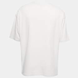 Pre Owned Balenciaga Beige Logo Print Cotton Crew Neck Half Sleeve T-Shirt XL