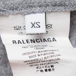 Pre Owned Balenciaga Grey Logo Print Cotton Crew Neck Half Sleeve T-Shirt XS
