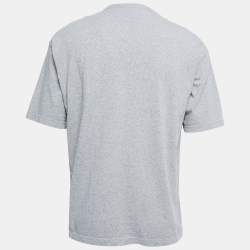 Pre Owned Balenciaga Grey Logo Print Cotton Crew Neck Half Sleeve T-Shirt XS