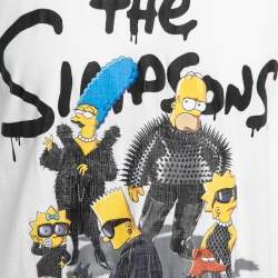 مملوكة مسبقًا Balenciaga Unifit White The Simpsons Print Cotton Oversized T-Shirt S