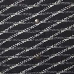 Pre Owned Balenciaga Charcoal Grey Printed Cotton Padded Shirt XL