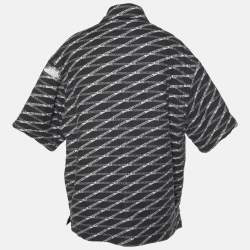Pre Owned Balenciaga Charcoal Grey Printed Cotton Padded Shirt XL