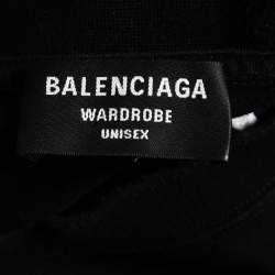 Pre Owned Balenciaga Black Logo Embroidered Cotton Knit T-Shirt L