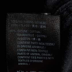 Pre Owned Balenciaga Black Logo Printed Denim Frayed Sleeve Oversized Shirt M