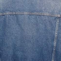 Pre Owned Balenciaga Blue Logo Embroidered Denim Jacket XXL