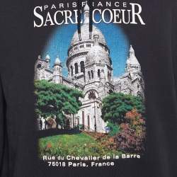 Pre Owned Balenciaga Black Sacre Coeur Printed Cotton Knit Hoodie XL