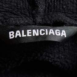 Pre Owned Balenciaga Black Sacre Coeur Printed Cotton Knit Hoodie XL