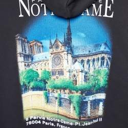 Pre Owned Balenciaga Black Sacre Coeur Printed Cotton Knit Hoodie XL