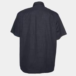 مملوكة مسبقًا Balenciaga Black Cotton Logo Embroidered Pocket Detail Short Sleeve Shirt L