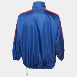 Balenciaga Navy Blue Logo Printed Synthetic Windbreaker Jacket S