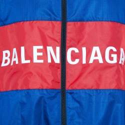 Balenciaga Navy Blue Logo Printed Synthetic Windbreaker Jacket S
