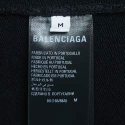 Pre Owned Balenciaga X Adidas Black Cotton Zip Up Hoodie M