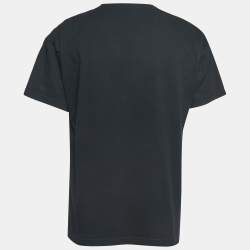 Pre Owned Balenciaga Black Pixel Logo Print Cotton Crew Neck T-Shirt L