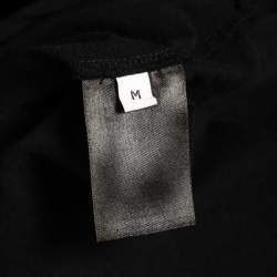 Pre Owned Balenciaga Black Logo Print Cotton Crew Neck Half Sleeve T-Shirt M