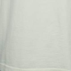 Pre Owned Balenciaga Cream Logo Embroidered Cotton Half Sleeve T-Shirt XS