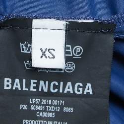 Balenciaga Navy Blue Logo Print Nylon Drawstring Joggers XS