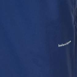 Balenciaga Navy Blue Logo Print Nylon Drawstring Joggers XS
