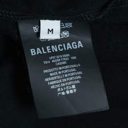 مملوكة مسبقًا Balenciaga Black Cotton Printed T-Shirt M
