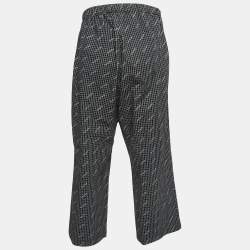 Balenciaga Black Checked Logo Print Cotton Elasticated Waist Pants L