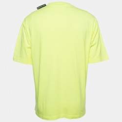 Pre Owned Balenciaga Neon Yellow Cotton Half Sleeve T-Shirt L