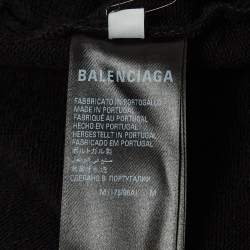 مملوكة مسبقًا Balenciaga Black Print Distressed Cotton Oversize Hooded Sweatshirt M