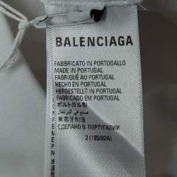 Pre Owned Balenciaga X Adidas White Logo Print Cotton Oversized T-Shirt M