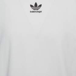 Pre Owned Balenciaga X Adidas White Logo Print Cotton Oversized T-Shirt M