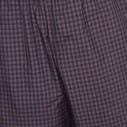 Balenciaga Navy Blue/Red Checked Nylon Drawstring Shorts M