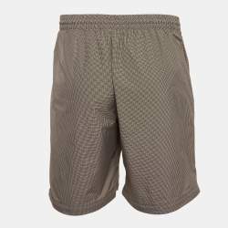 Balenciaga Navy Blue/Tan Checked Nylon Drawstring Shorts M