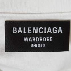 Pre Owned Balenciaga White Pixel Logo Print Half Sleeve T-Shirt M