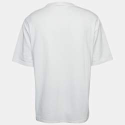 Pre Owned Balenciaga White Pixel Logo Print Half Sleeve T-Shirt M