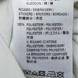Pre Owned Balenciaga White Logo Embroidered Cotton Half Sleeve T-Shirt M