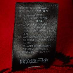 Balenciaga Black/Red Logo Intarsia Knit Crew Neck Sweater L 